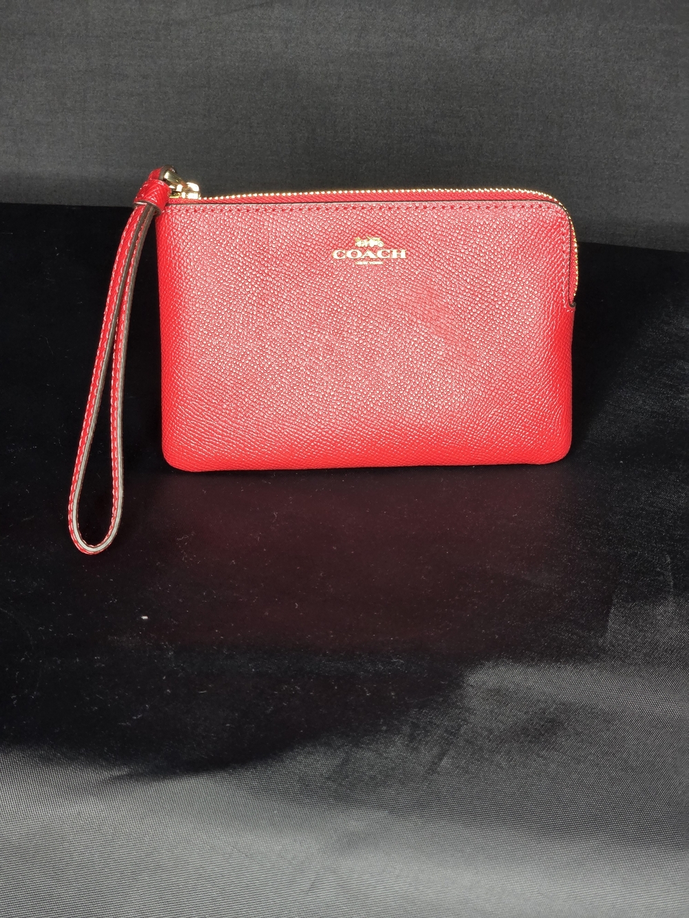 COACH Red Signature Leather Wristlet - Picture 2 of 8